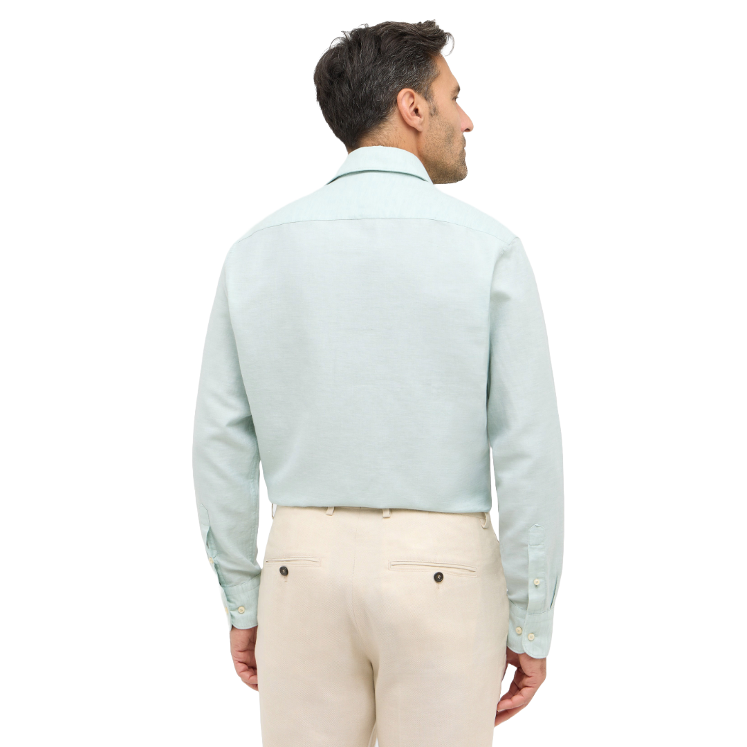 Eterna 1863 Modern Fit Cotton-Linen Shirt - Light Green