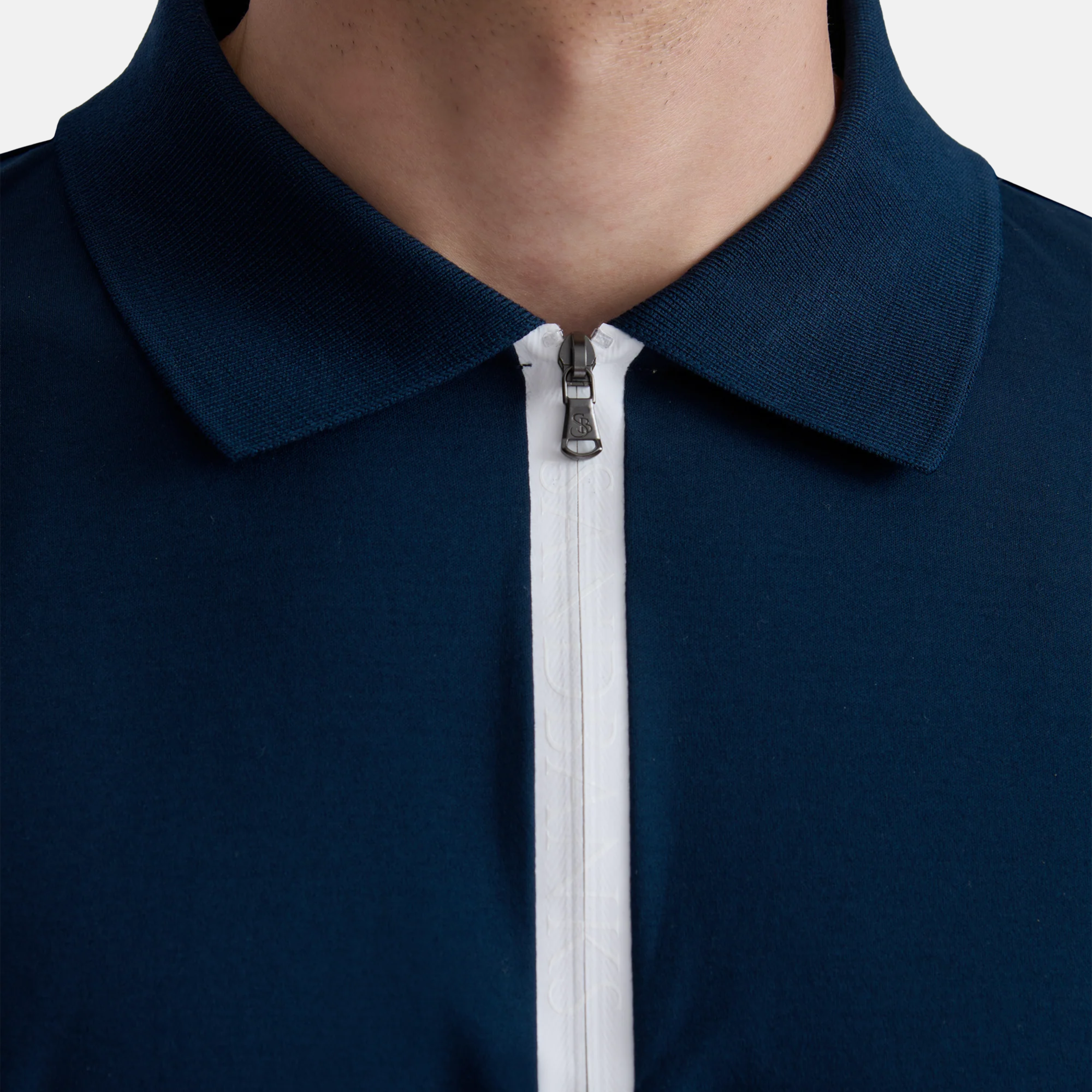 Sandbanks Silicone Zip Polo - Navy