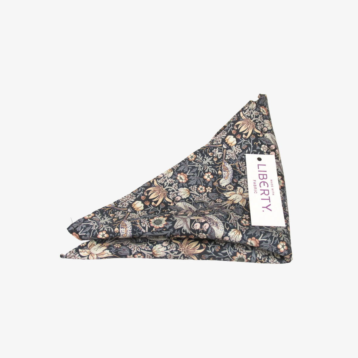 Van Buck Liberty Strawberry Thief Silk Pocket Square - Silver