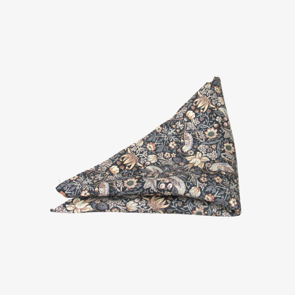 Van Buck Liberty Strawberry Thief Silk Pocket Square - Silver