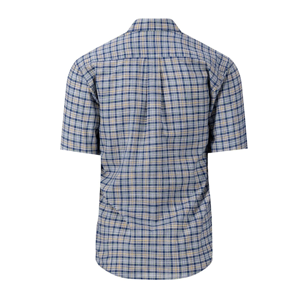 Fynch-Hatton Short Sleeve Check Shirt - Navy