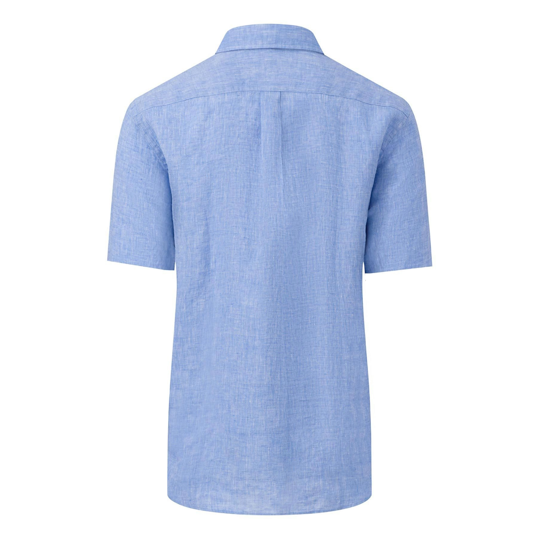Fynch-Hatton Short Sleeve Linen Shirt - Blue