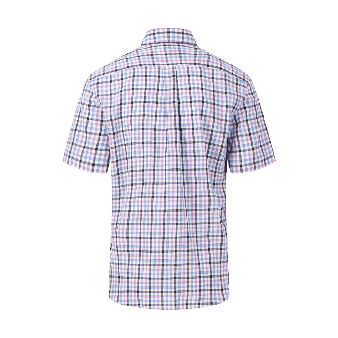 Fynch-Hatton Short Sleeve Check Shirt - Lilac