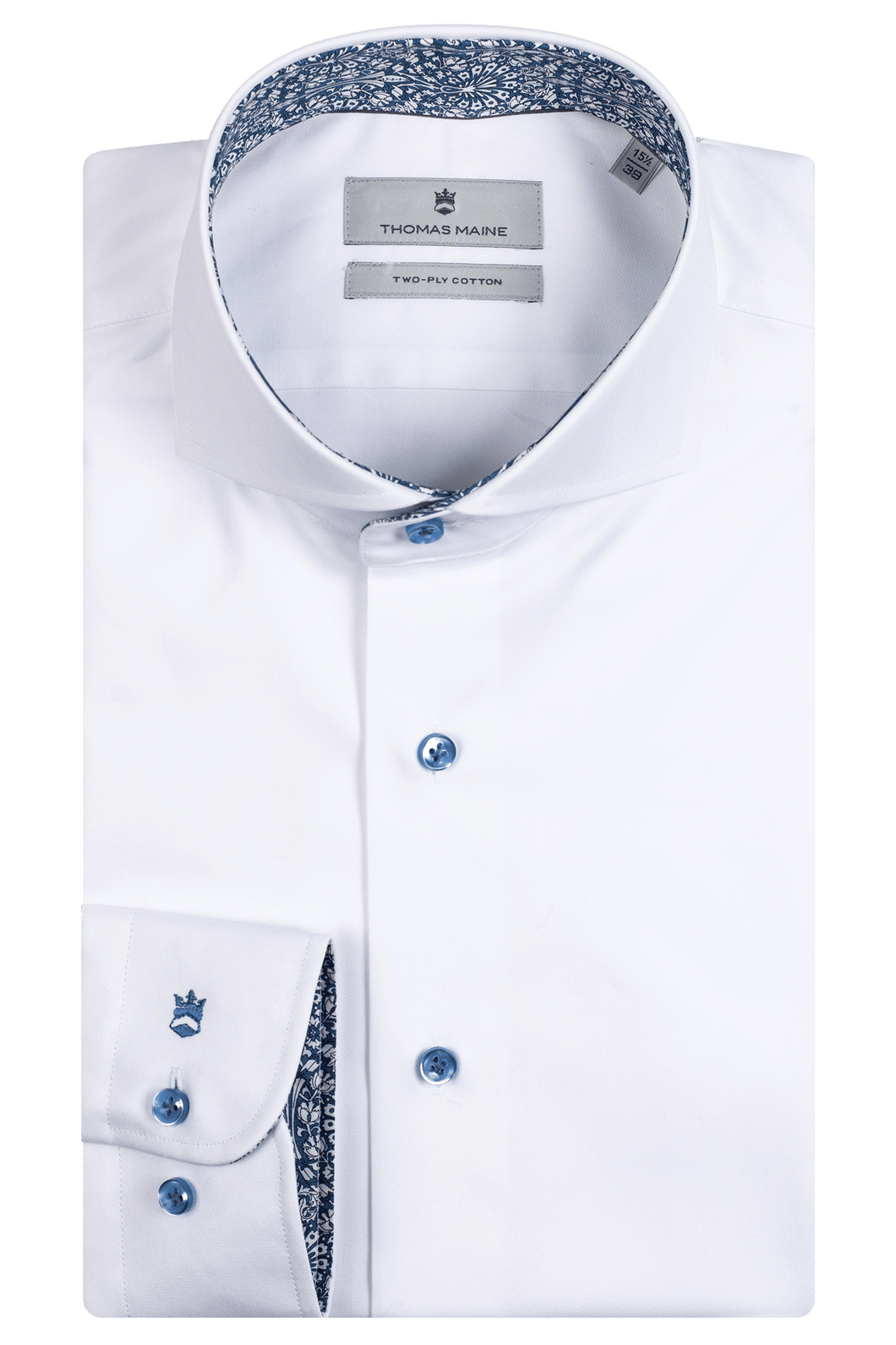 THOMAS MAINE White Shirt with Tile Print Trim 327725A