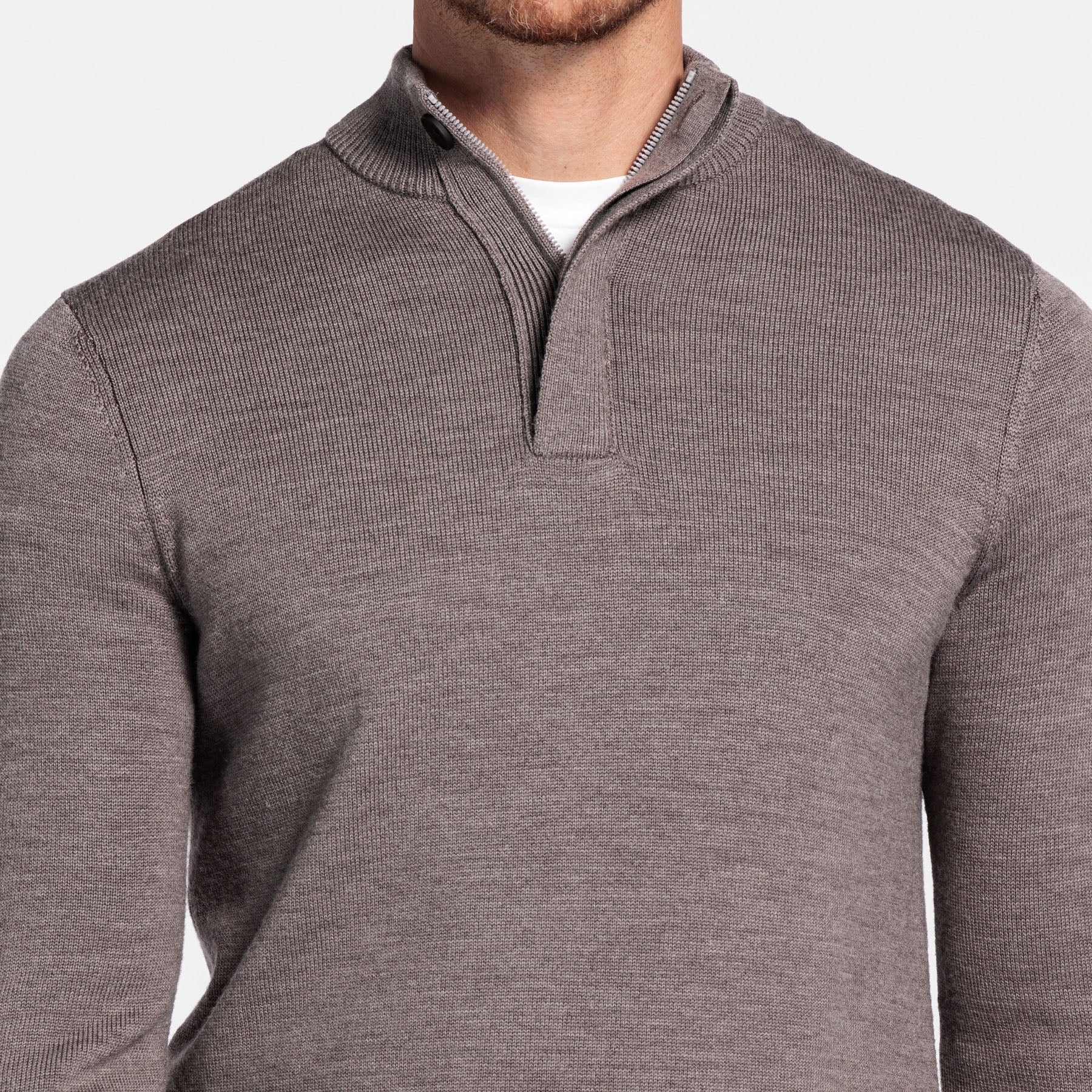 Thomas Maine Merino 1/2 Zip Jumper - Taupe