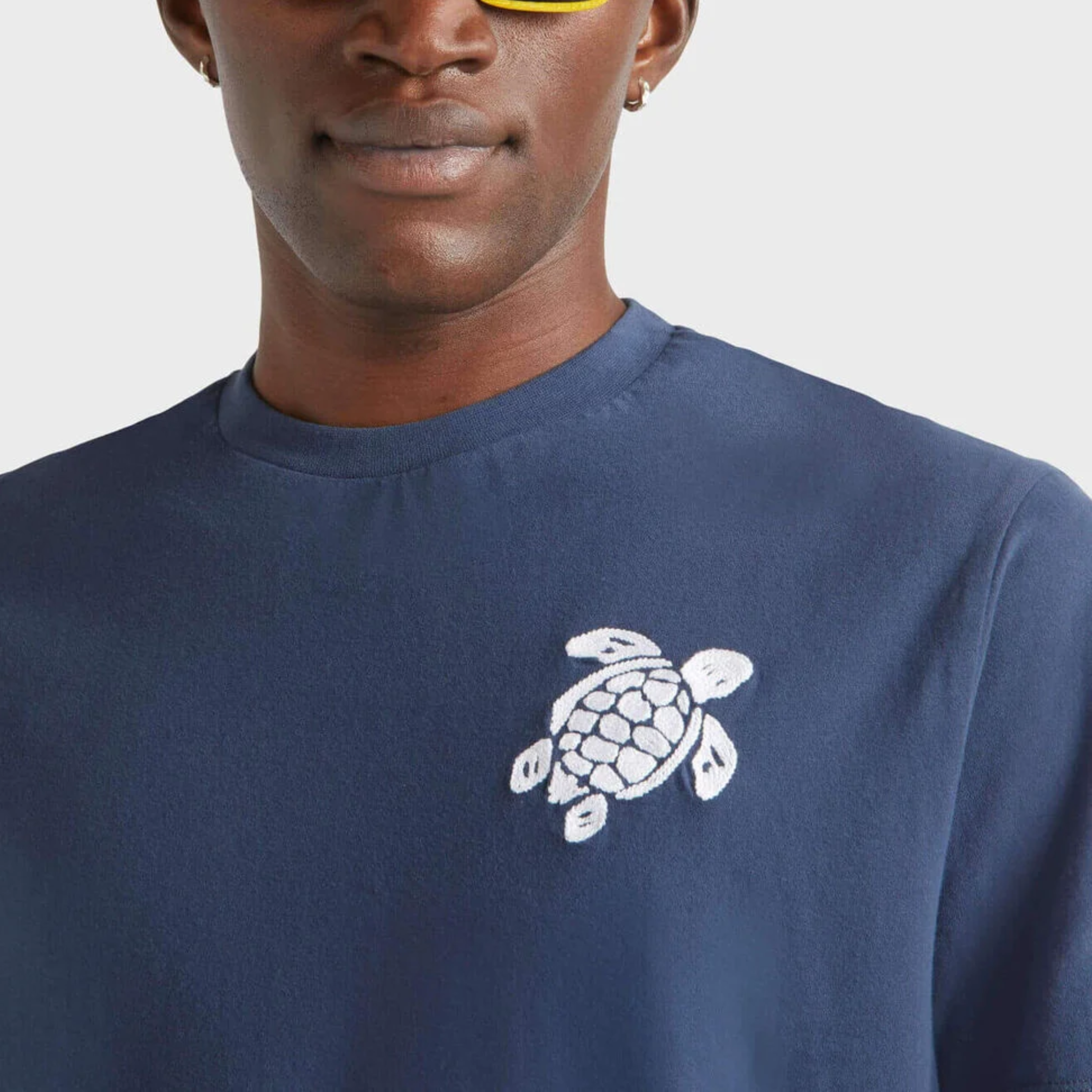 Vilebrequin Cotton T Shirt With Embroidered Turtle - Navy