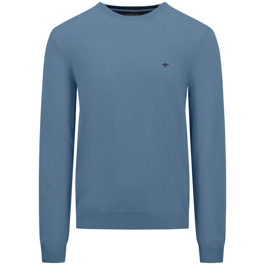 Fynch-Hatton Merino Wool-Cashmere Crew Neck - Light Blue