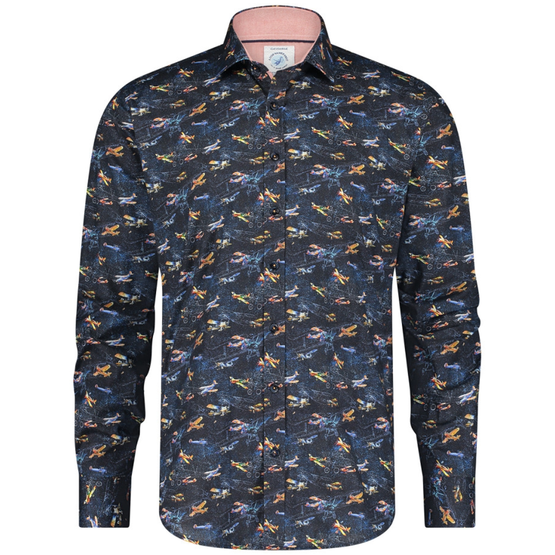 A Fish Named Fred Aeroplanes Shirt - Navy