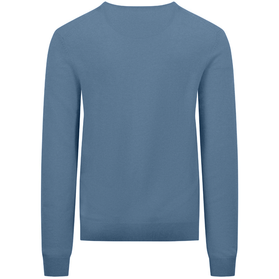 Fynch-Hatton Merino Wool-Cashmere Crew Neck - Light Blue