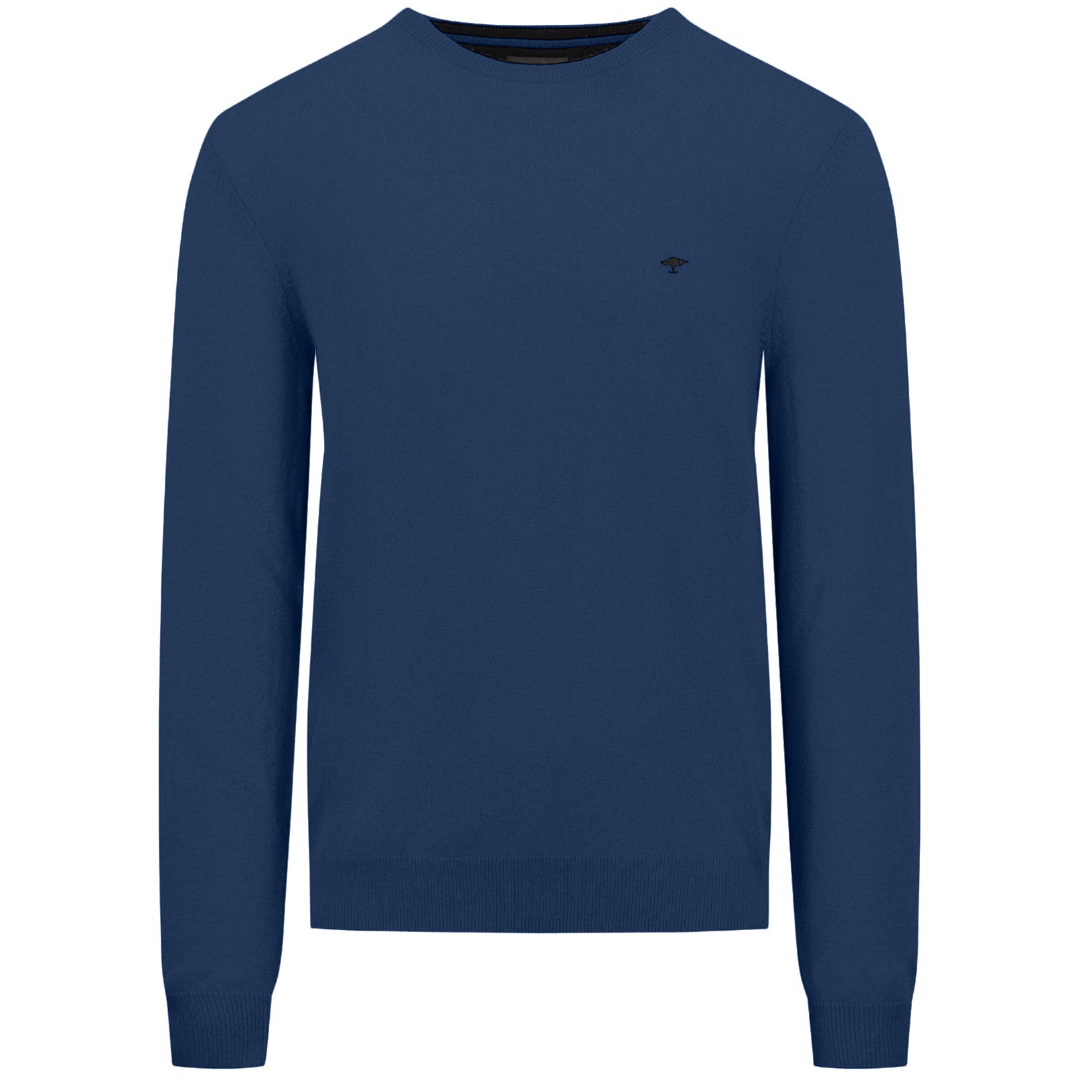 Fynch-Hatton Merino Wool-Cashmere Crew Neck - Dark Blue