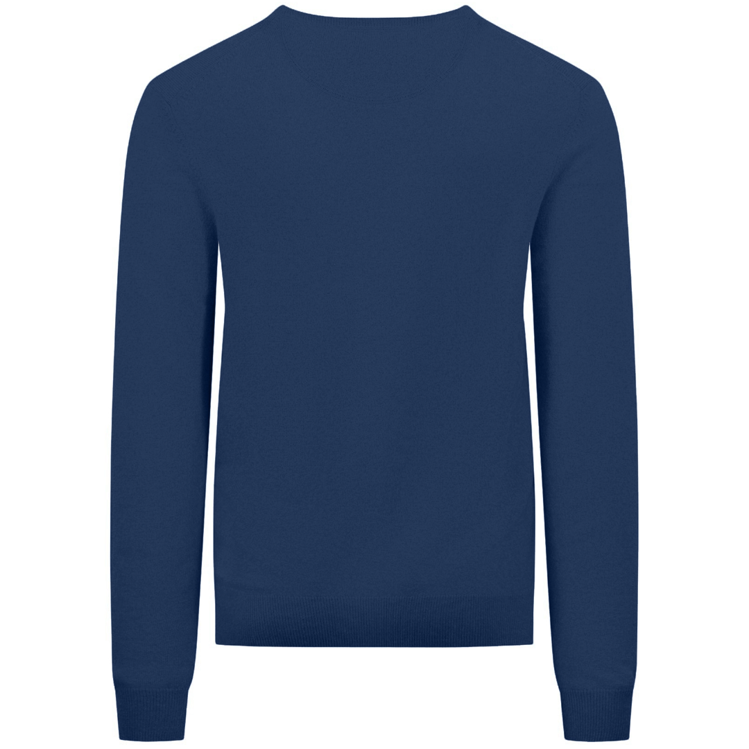 Fynch-Hatton Merino Wool-Cashmere Crew Neck - Dark Blue