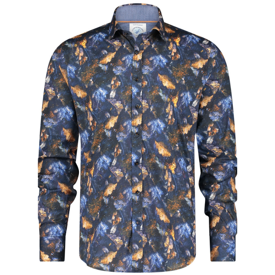 A Fish Named Fred Autumn Leaves Shirt - Navy