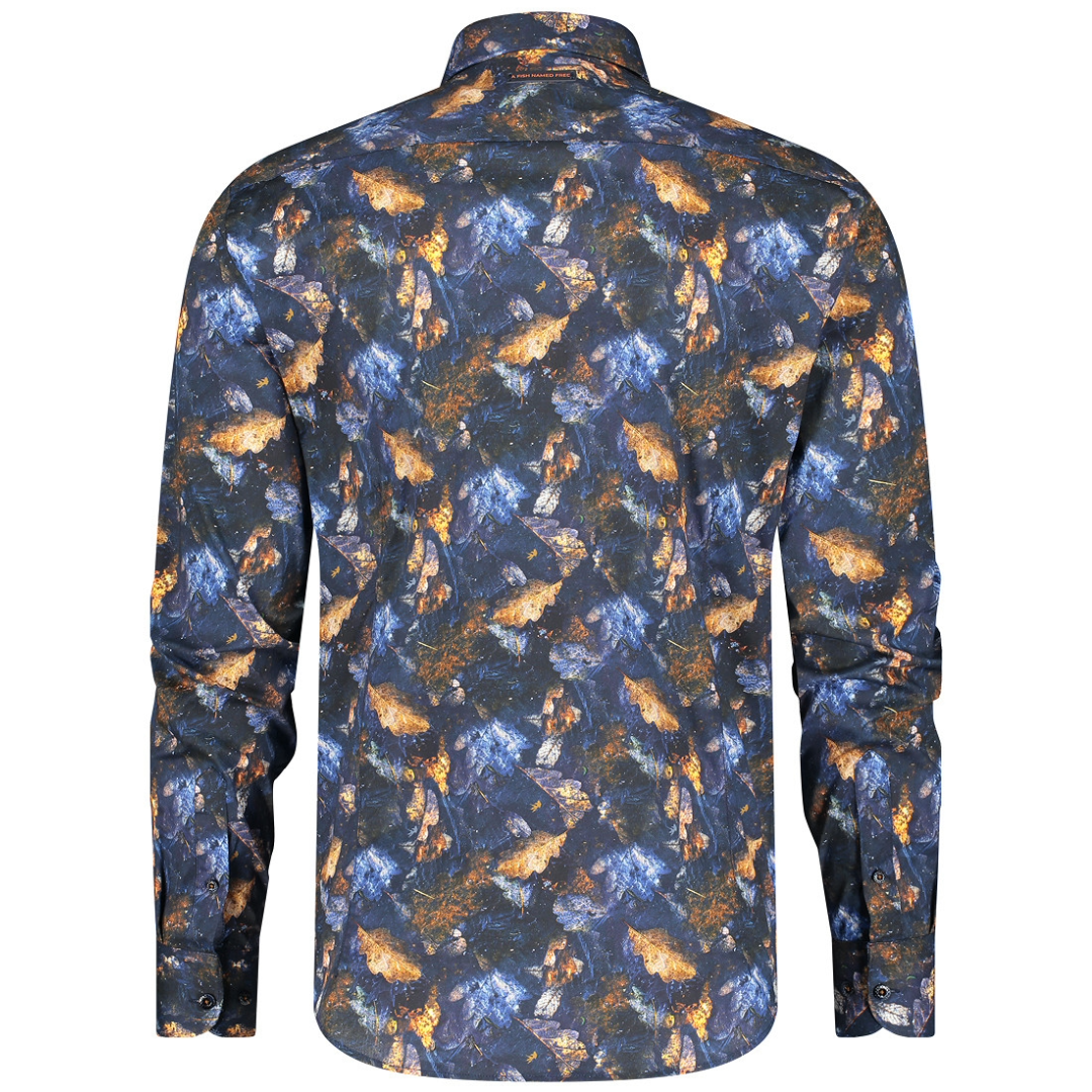 A Fish Named Fred Autumn Leaves Shirt - Navy