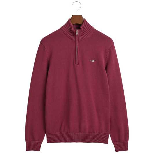 Gant Cotton Half Zip Pullover - Wine