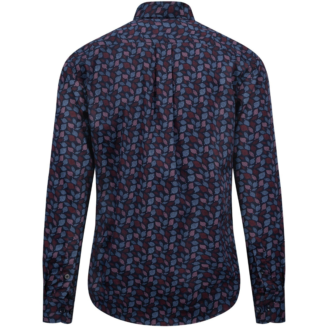 Fynch-Hatton Leaf Print Shirt - Navy