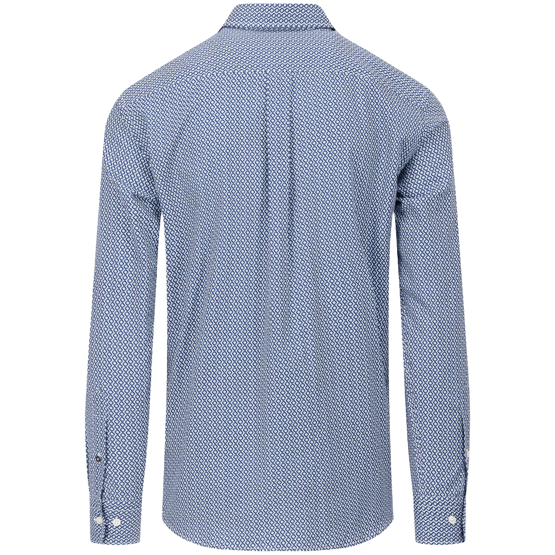Fynch-Hatton Geometric Print Shirt - Navy