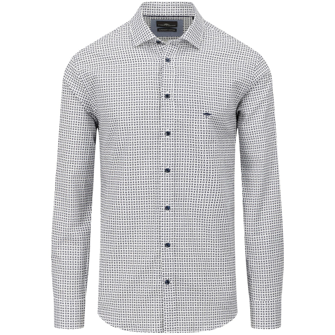 Fynch-Hatton Geometric Print Shirt - Dark Navy