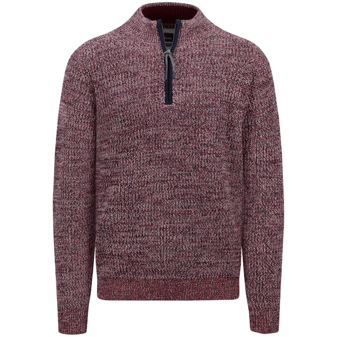 Fynch-Hatton Half Zip Knit Knitwear - Red