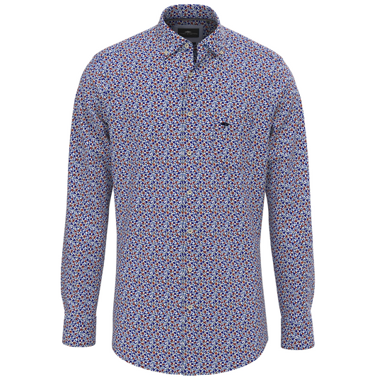 Fynch-Hatton Modern Flower Print Shirt - Navy