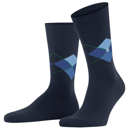 Burlington Argyle Multi King Socks - Marine