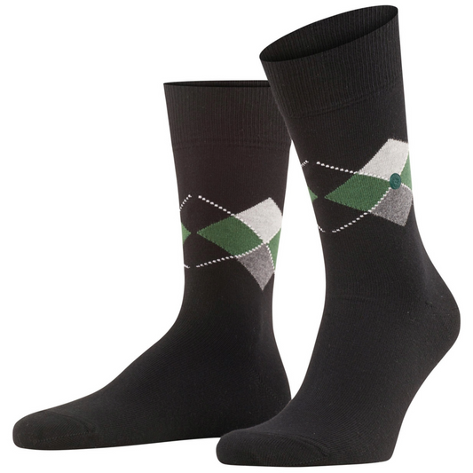 Burlington Argyle Multi King Socks - Black