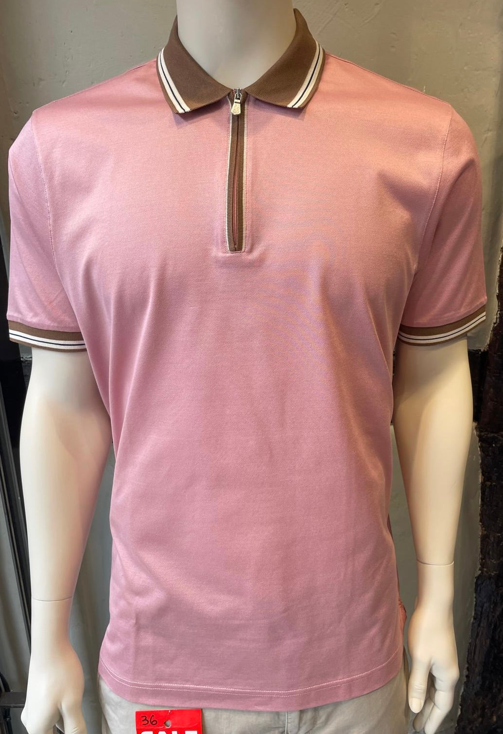 Gran Sasso Tennis Zip Collar Polo Shirt - Pink