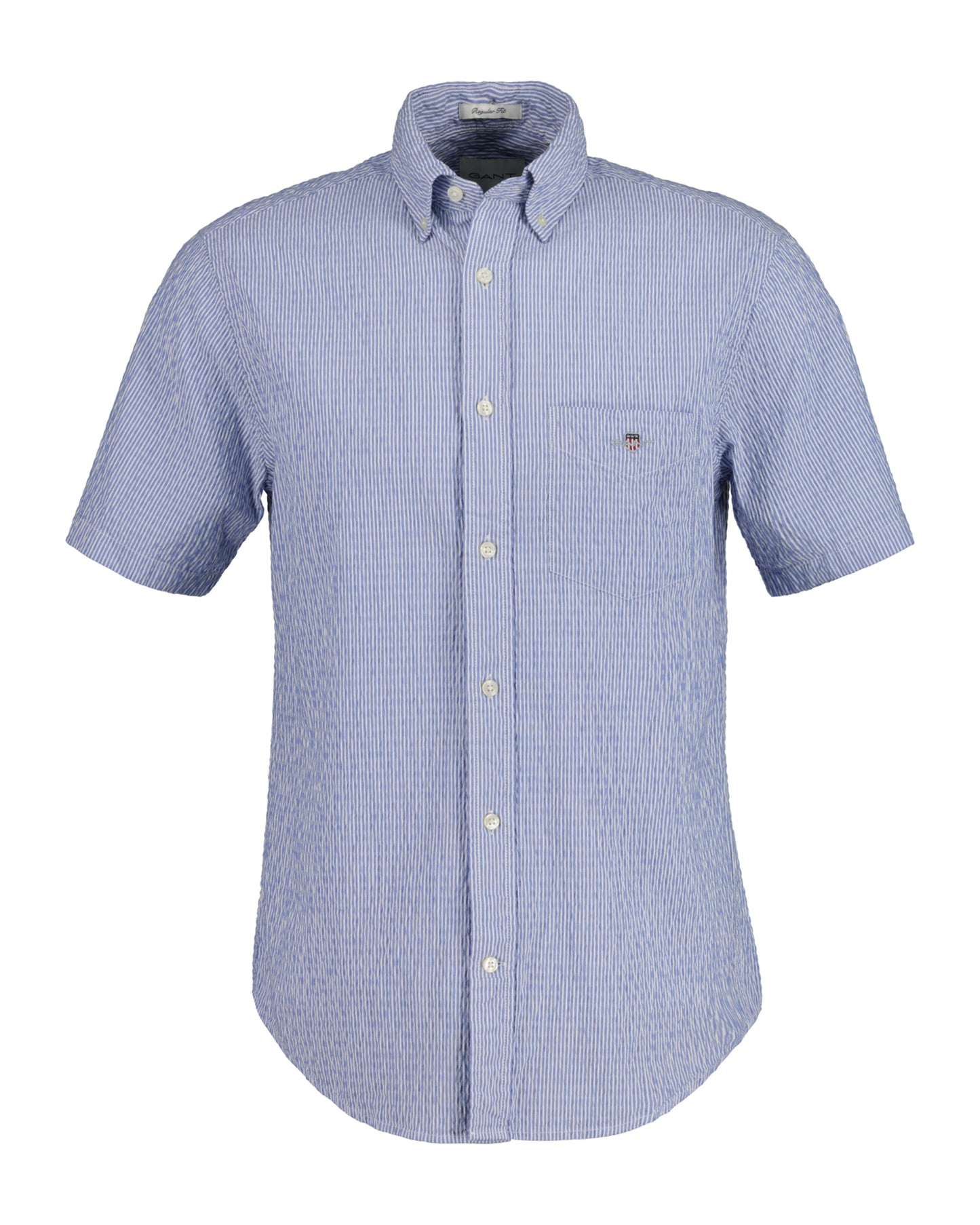 Gant Striped Seersucker Short Sleeve Shirt - Blue