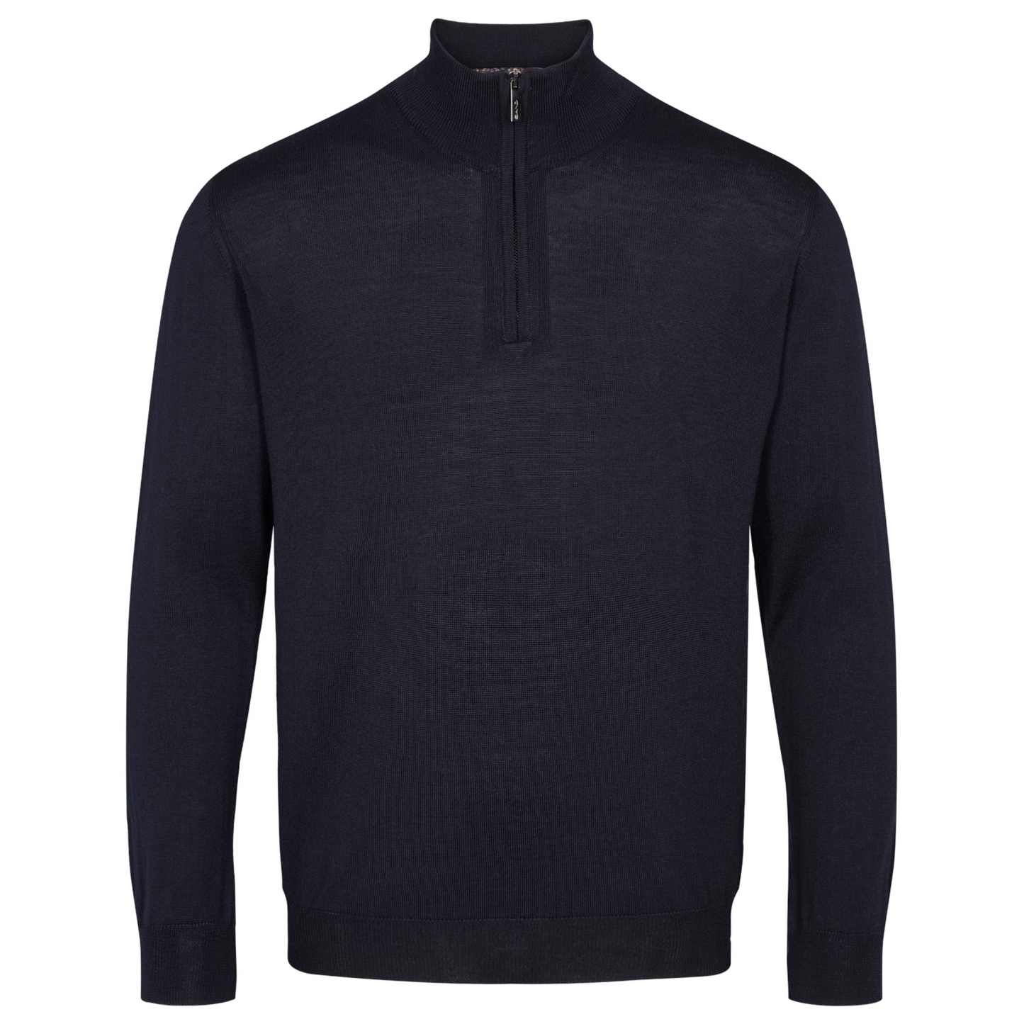 Sand Merino Wool Half Zip - Navy