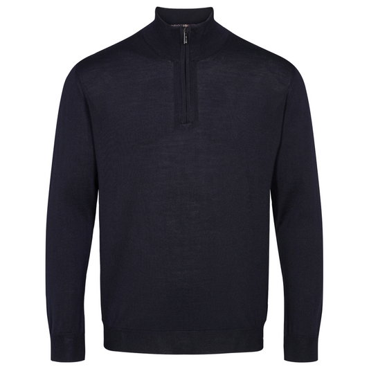 Sand Merino Ibro Half Zip Jumper - Navy