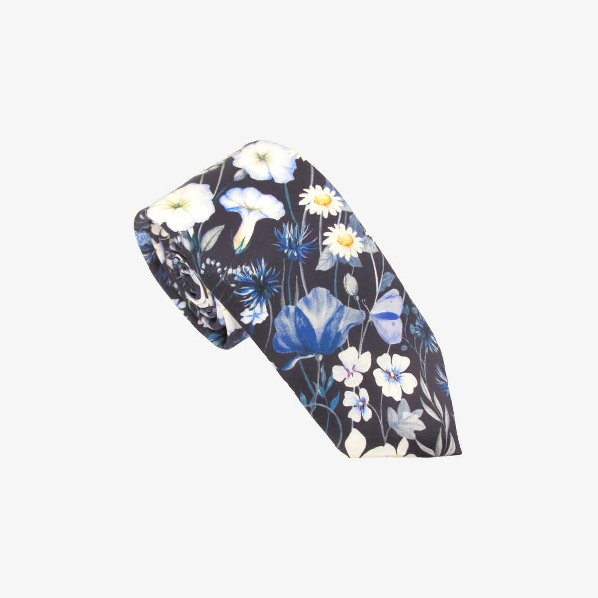 Van Buck Liberty Jude's Floral Belgravia Satin Silk Tie - Blue