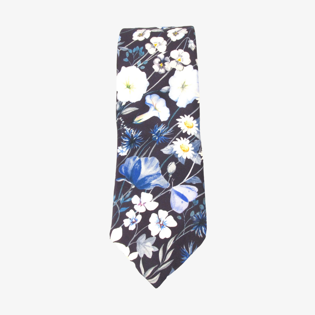 Van Buck Liberty Jude's Floral Belgravia Satin Silk Tie - Blue