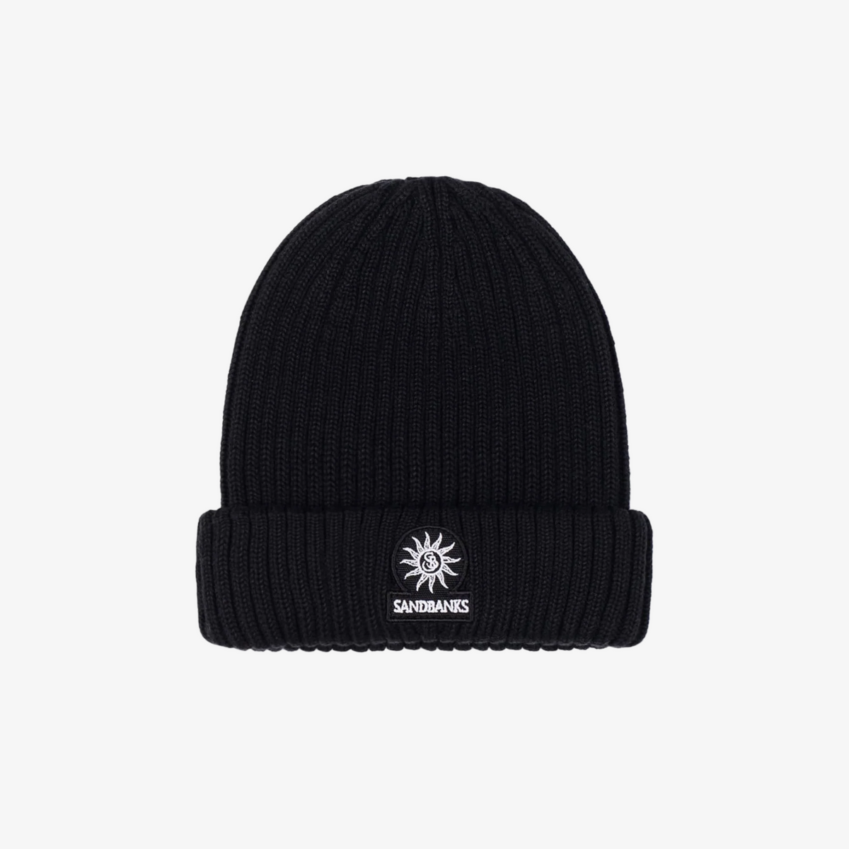Sandbanks Merino Wool Ribbed Beanie - Black