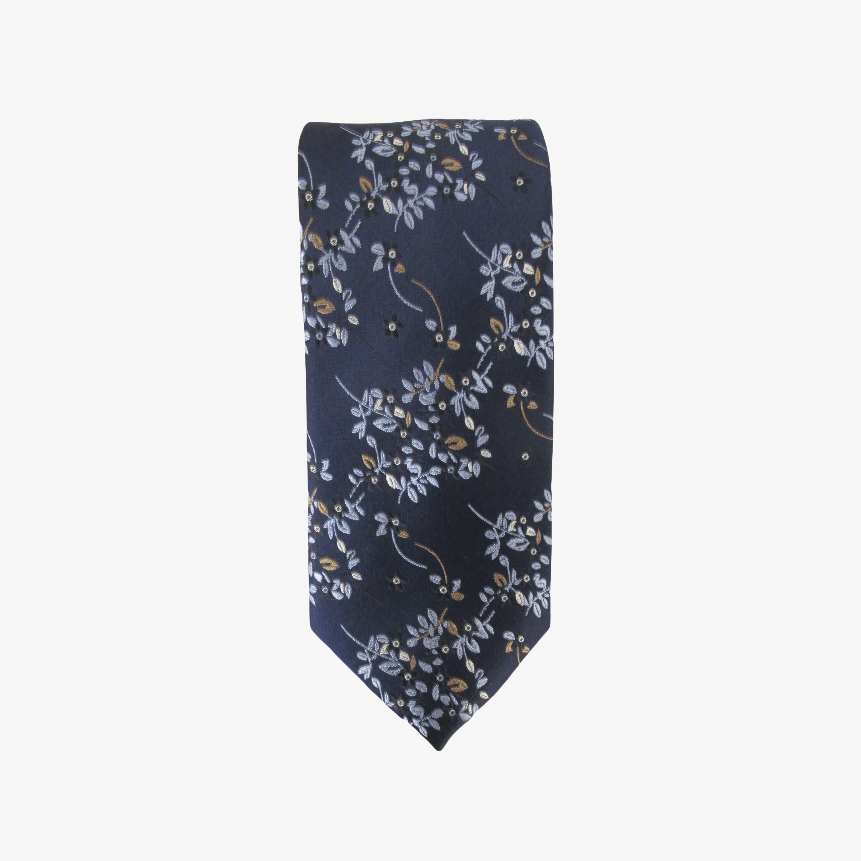 Van Buck Floral Branch Silk Tie - Navy