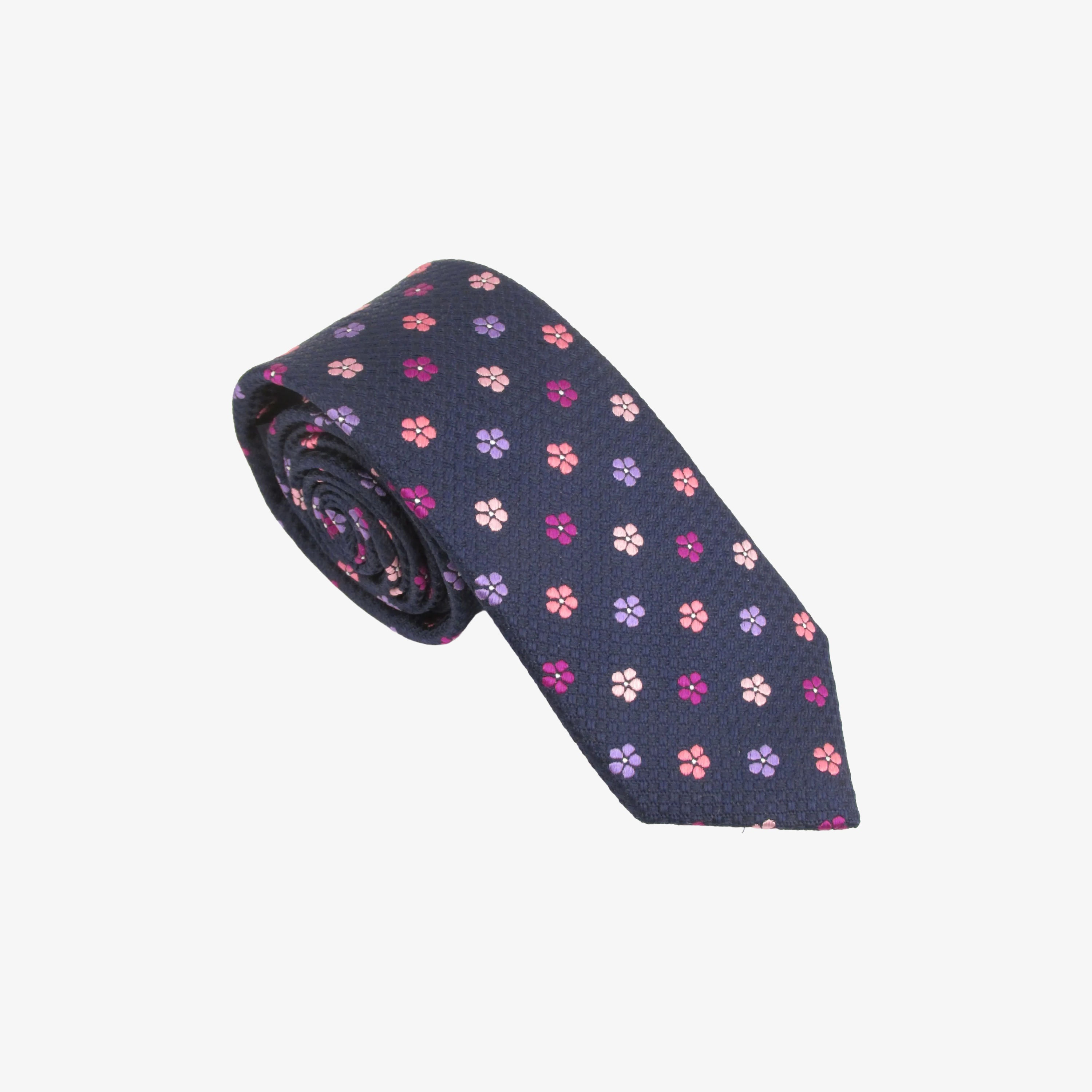 Van Buck Floral Silk Tie - Navy