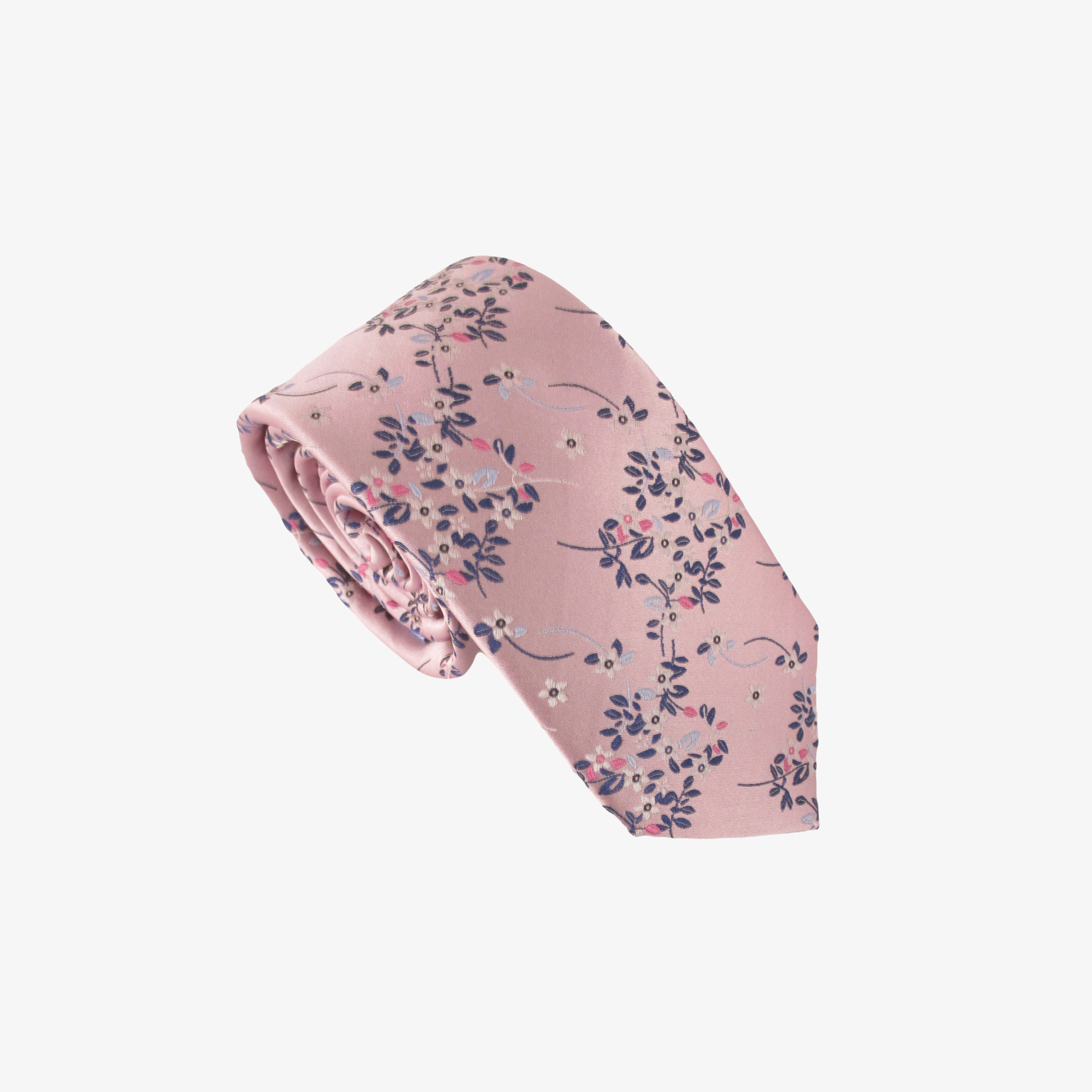 Van Buck Floral Branch Silk Tie - Pink