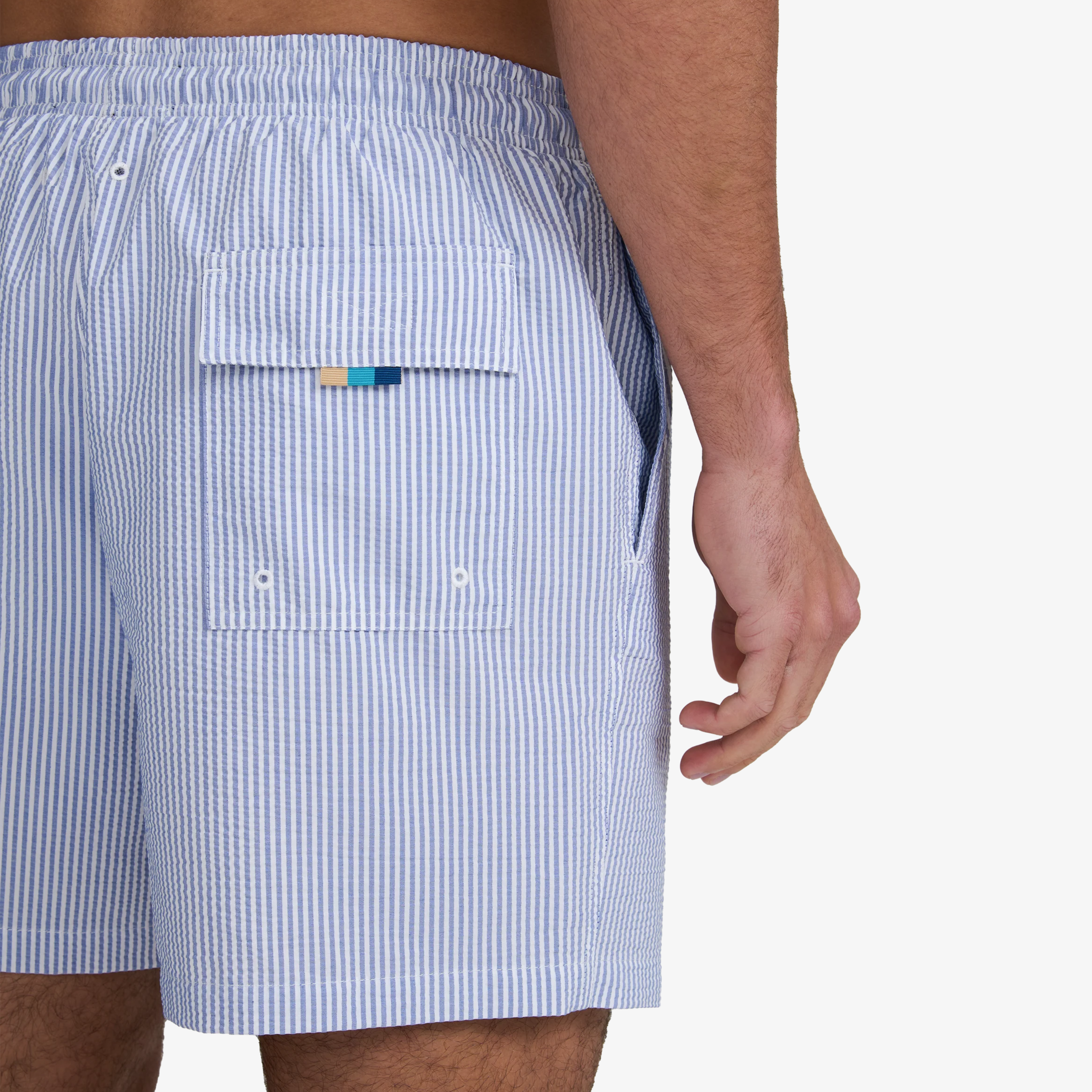 Sandbanks Striped Seersucker Swim Shorts - Navy