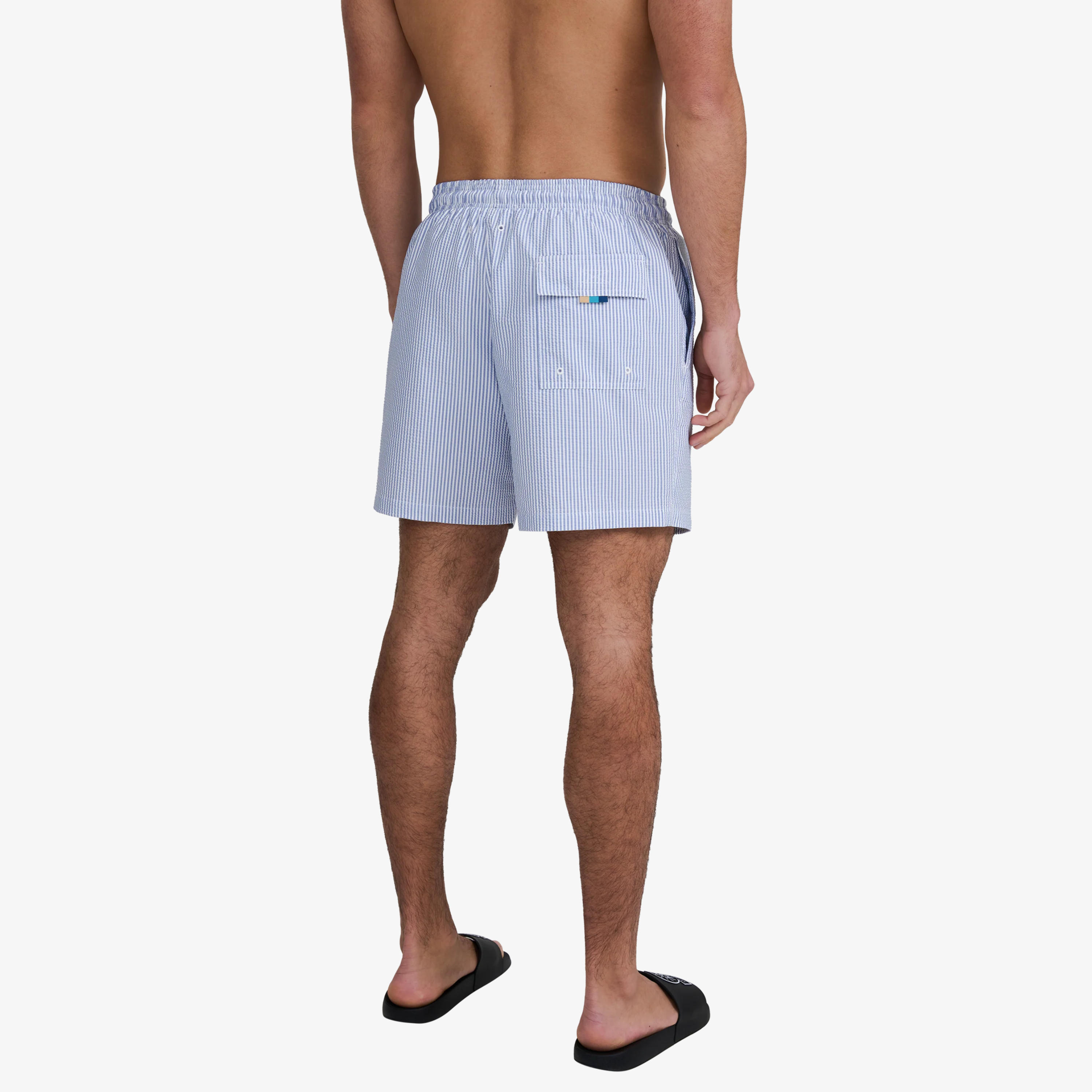 Sandbanks Striped Seersucker Swim Shorts - Navy
