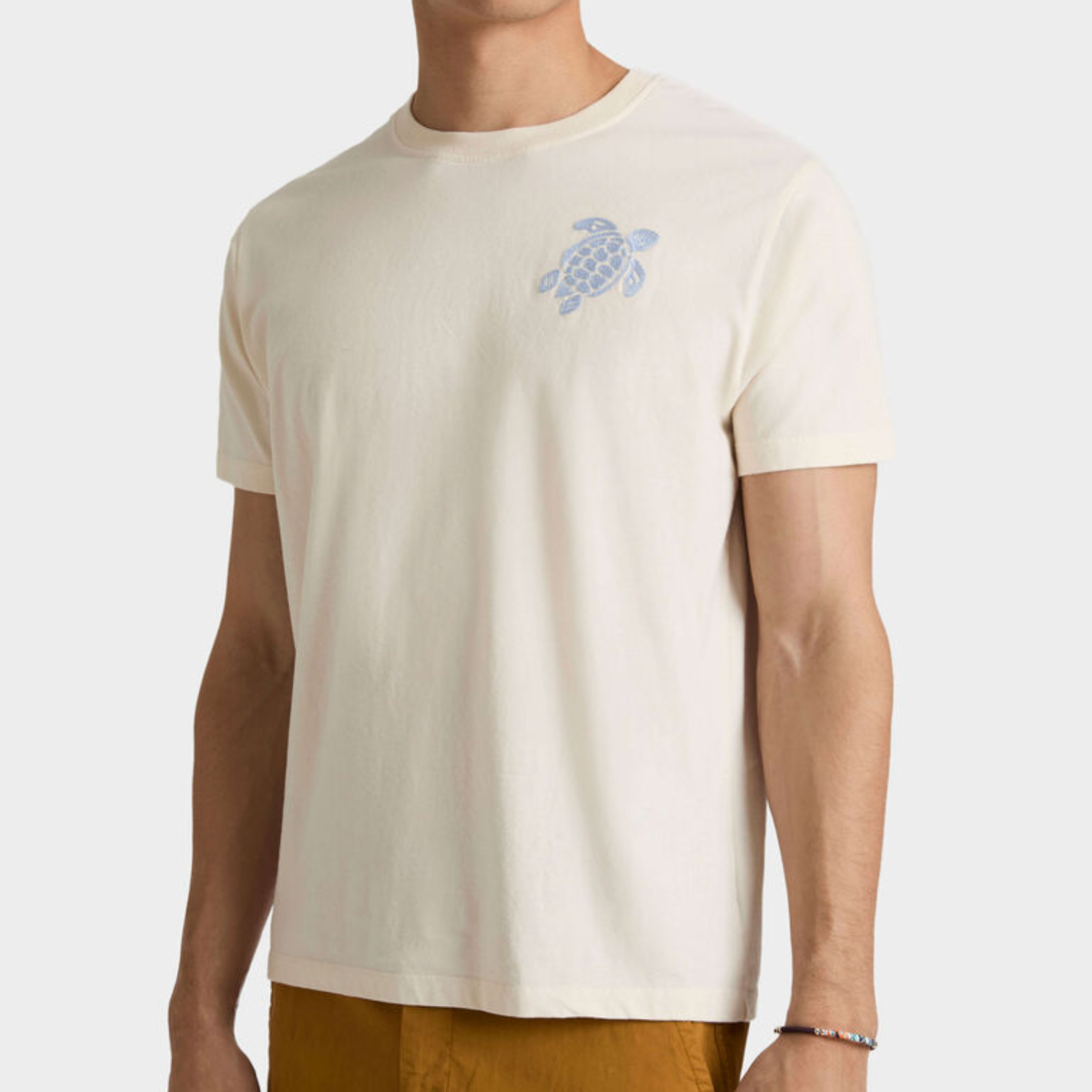 Vilebrequin Embroidered Turtle Organic Cotton T Shirt  - Off White