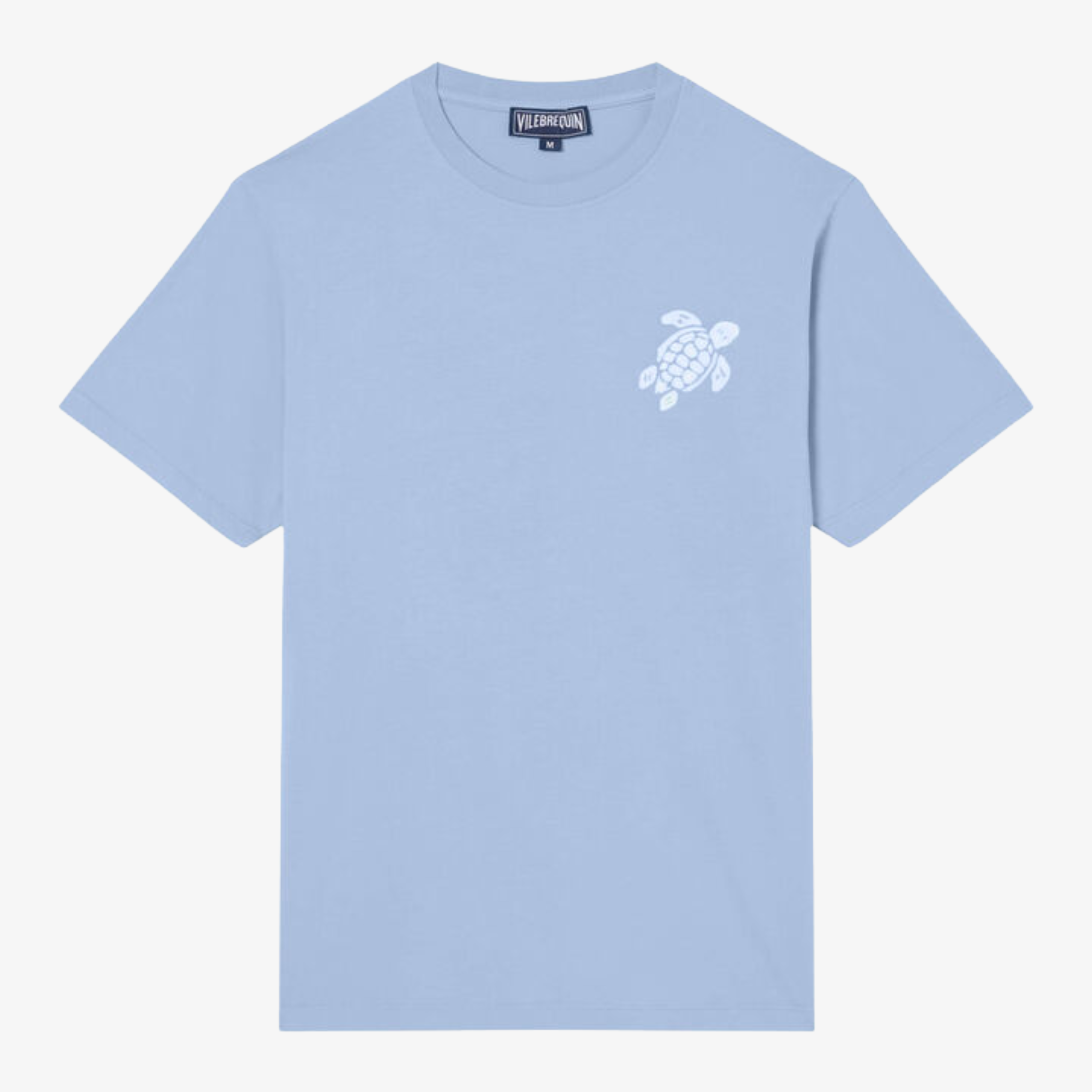 Vilebrequin Cotton T Shirt With Embroidered Turtle - Cloudy Blue