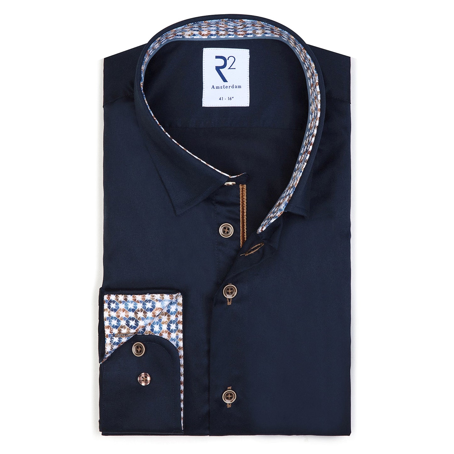 R2 Amsterdam Shirt with Contrast Details - Navy