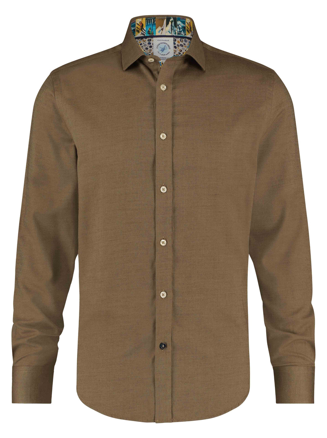 A Fish Named Fred Shirt Brushed Twill in Camel