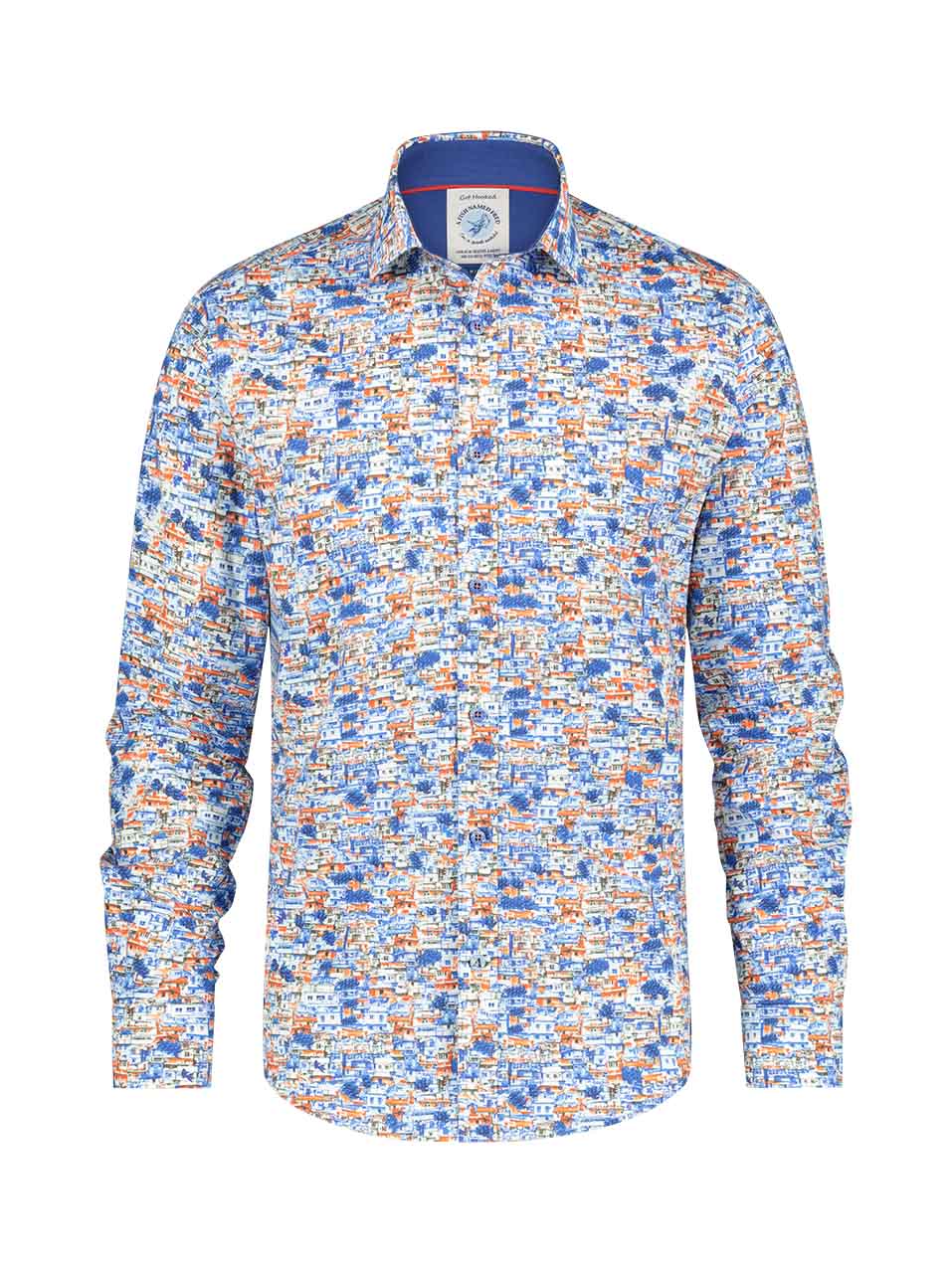 A FISH NAMED FRED Favela Print Shirt in Light Blue 2602026