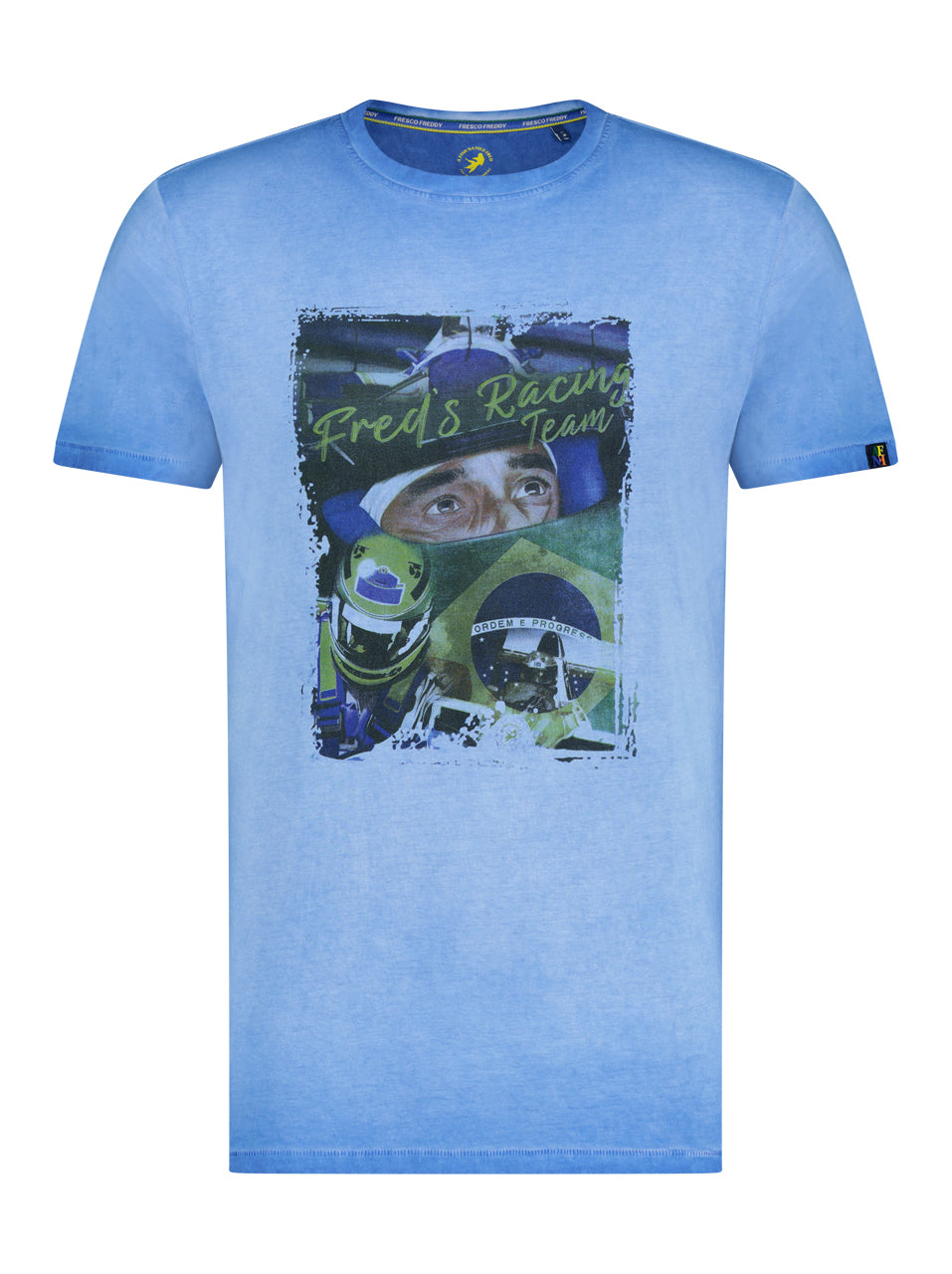 A FISH NAMED FRED Racing Team Print T Shirt in Cobalt Blue 2603412