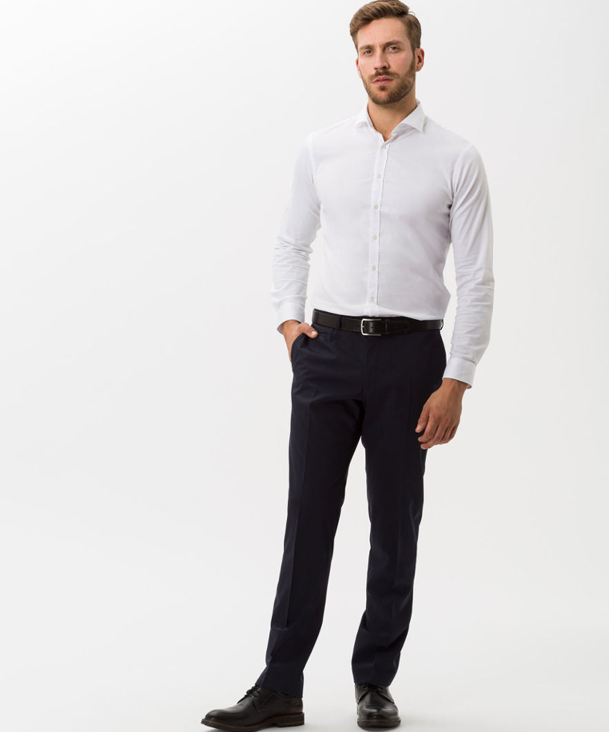 Brax Enrico Wool-Polyester-Stretch Trousers - Navy