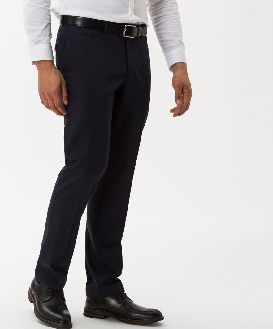 Brax Enrico Wool-Polyester-Stretch Trousers - Navy