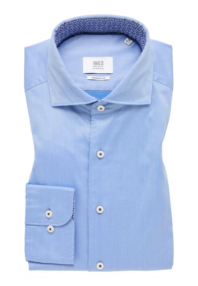 Eterna 1863 Soft Tailored Shirt Medium Blue with Blue Trim