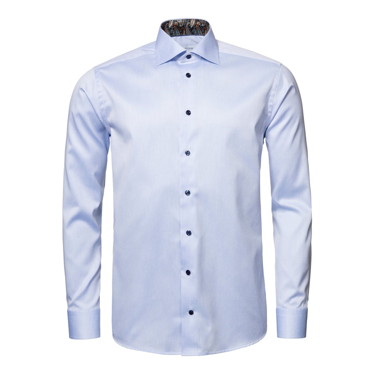 Eton Signature Twill Slim Fit Paisley Trimmed Shirt - Light Blue