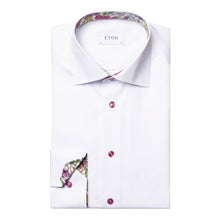 Load image into Gallery viewer, Eton Signature Twill Contemporary Fit Shirt White with Pink Floral Trim 10000448100

