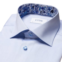 Load image into Gallery viewer, Eton Signature Twill Shirt Contemporary Fit Light Blue Shirt with Blue Floral Trim 10000447821
