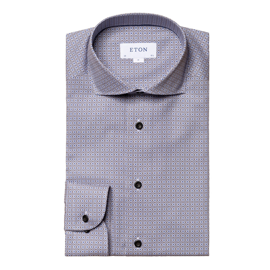 ETON Contemporary Fit Print Shirt Navy 10000377629